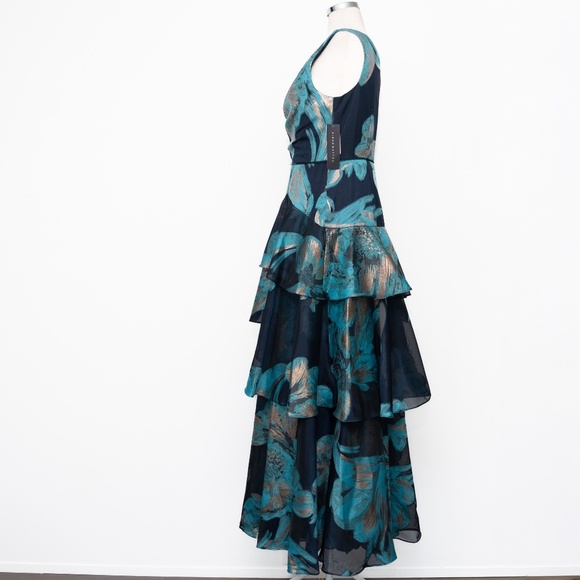 Aidan Mattox -  One-shoulder Jacquard Tiered Ballgown. - Picture 6 of 16